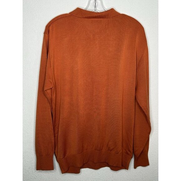 Crocodile Sweater Mens Medium Quarter Zip Polo Sweater Orange Retro Rockabilly - Picture 3 of 13